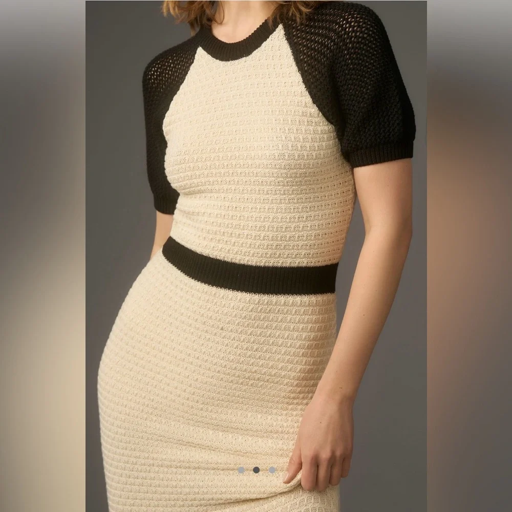 Daily Practice by Anthropologie Black and Cream Knit dress (L) NWT - Picture 2 of 7